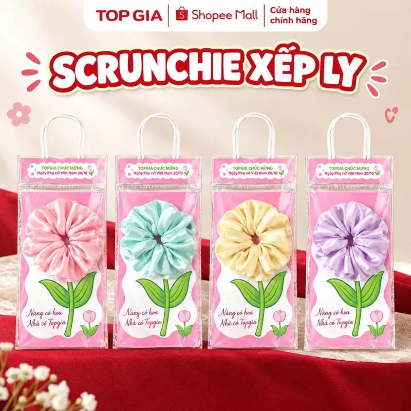 Scrunchie Topgia xếp ly hình hoa